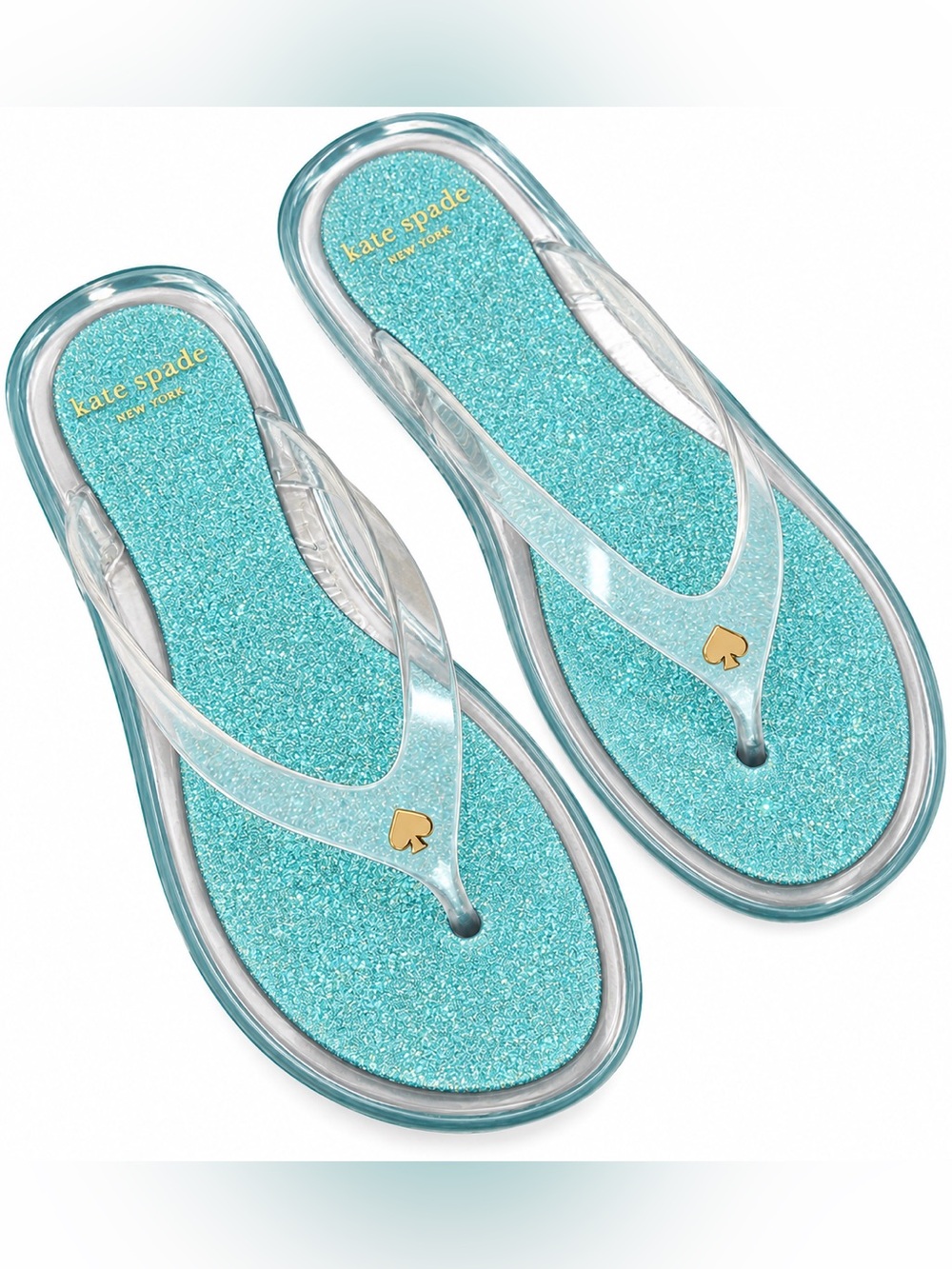 Kate Spade clear jelly glitter flip flops, size 8
